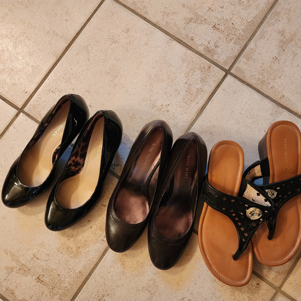 Tommy and Nine West Heels and other 2 pairs with Glossy Finish and Pointed Toe